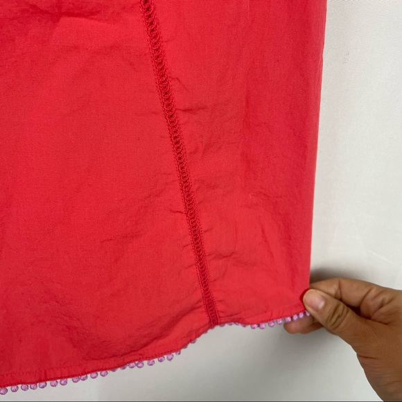 Boden kids girl coral red embroidered floral cutout blouse top 8/9 - Picture 4 of 8